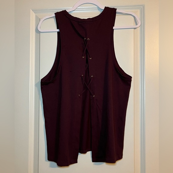 Victoria’s Secret | Lace-Up Open Back Active Tank in Maroon Size Medium - Picture 1 of 5